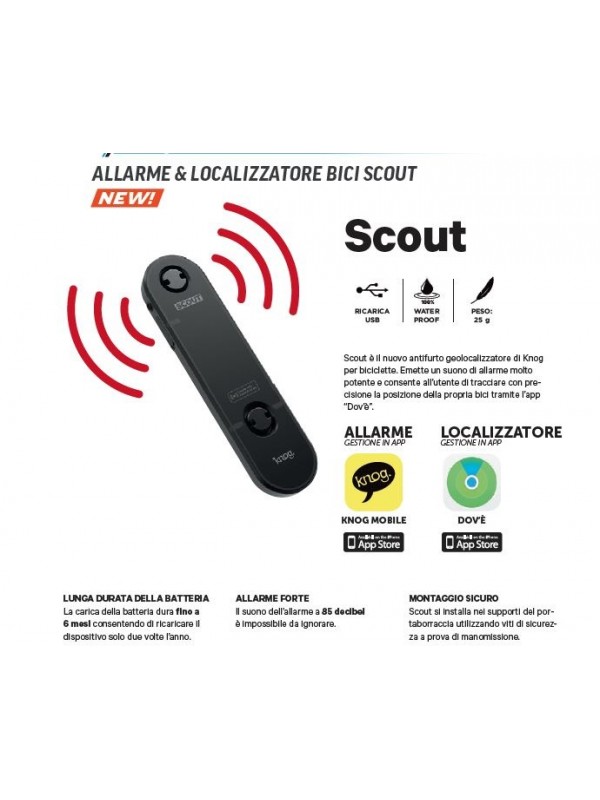 Knog Scout Bike Dispositivo di Allarme e Localizzazione Apple Find My (iOS)