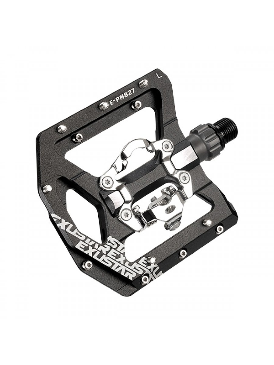 Pedali Doppio Uso EXUSTAR E-PM827 in Alluminio Perno in Cr-Mo Nero
